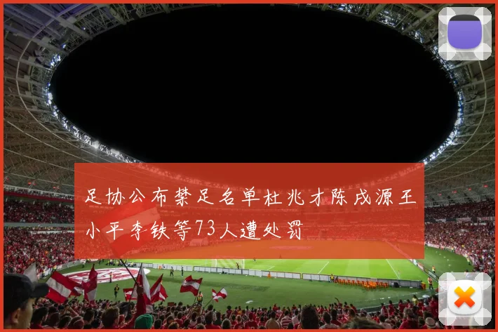 足协公布禁足名单杜兆才陈戌源王小平李铁等73人遭处罚